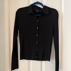Uniqlo Black Wool Ribbed Cardigan